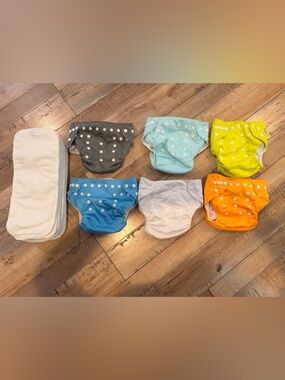 Alva Baby Cloth Diaper Covers and inserts– Blue, Gray, Aqua, Lime, White, Orange